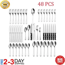 48 Pcs Silverware Set for 8 Stainless Steel Flatware Cutlery Kitchen Utensil New