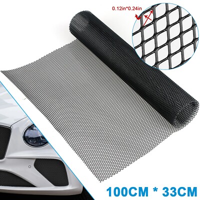 Universal Black Aluminum Mesh Grille Cover-40''x13''Car Bumper Hood Vent Grill Net