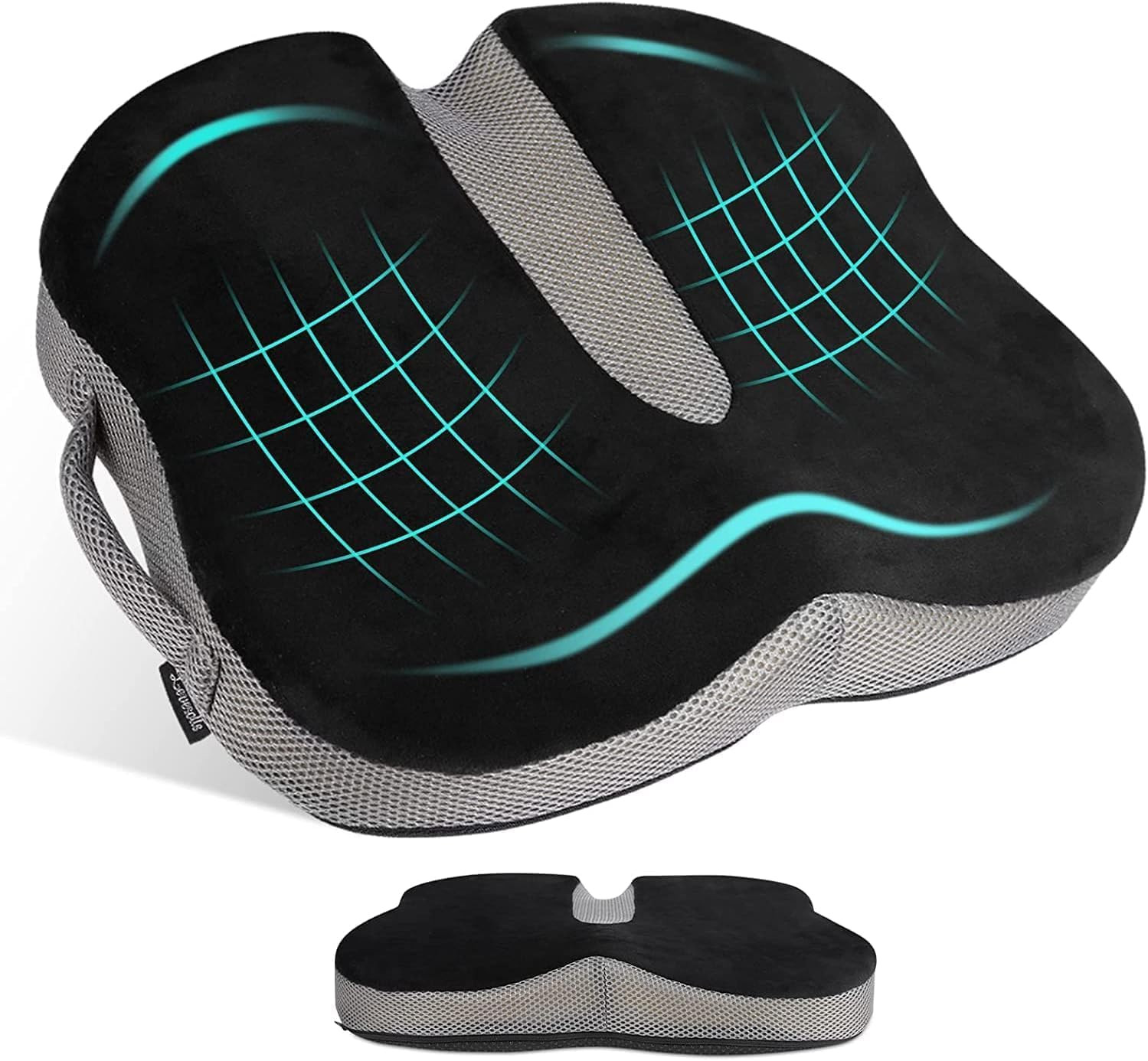 Coussin Coccyx Mousse Mémoire Soulagement Pression Fessière Fauteuil Roulant et Bureau