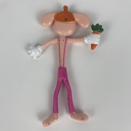 SPEARHEAD BENDABLE PINK BUNNY RABBIT FIGURE VINTAGE 1989 CARROT EASTER 5" - Picture 2 of 2