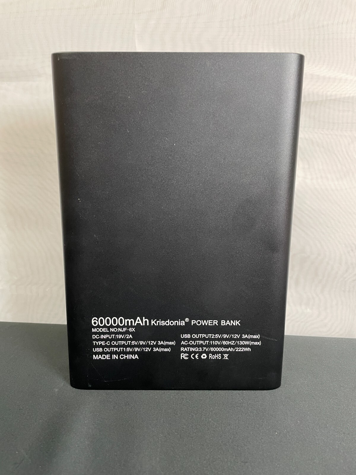 Krisdonia NJF-6X Black 60000mAh AC Outlet Portable Laptop Charger Power Bank