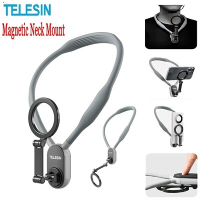 TELESIN Silicone Magnetic Neck Mount Quick Release Holder for iPhone 15 Samsung
