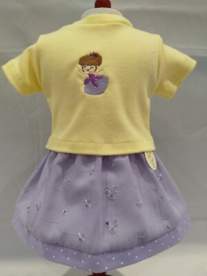 Fliederfarbener Rock & Fee Patin T-Shirt ~ passt unserer Generation Sindy AG 18'' Puppen
