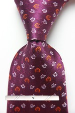 Classic Floral Purple Silver Orange JACQUARD WOVEN 100 Silk Men's Necktie Tie