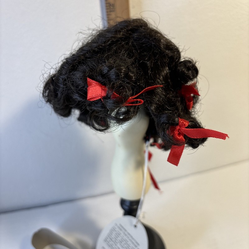 Doll Wig  13 14 Synthetic Mohair  AA Black Dolls Flossie has Bows