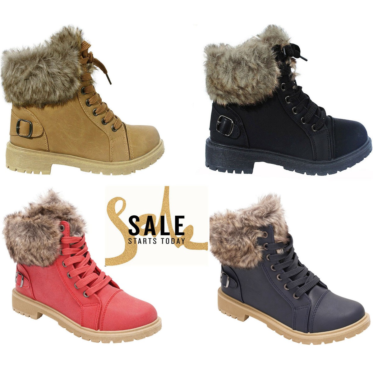 Ankle Boots Children's Winter Boots Sale KIDS BOYS GIRLS FAUX FUR WINTER  WARM LACE UP ANKLE BOOTS TRAINERS