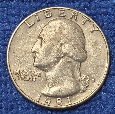 1981 D Quarter Mint Mark is Filled, No Ridges Broadstruck, DDO