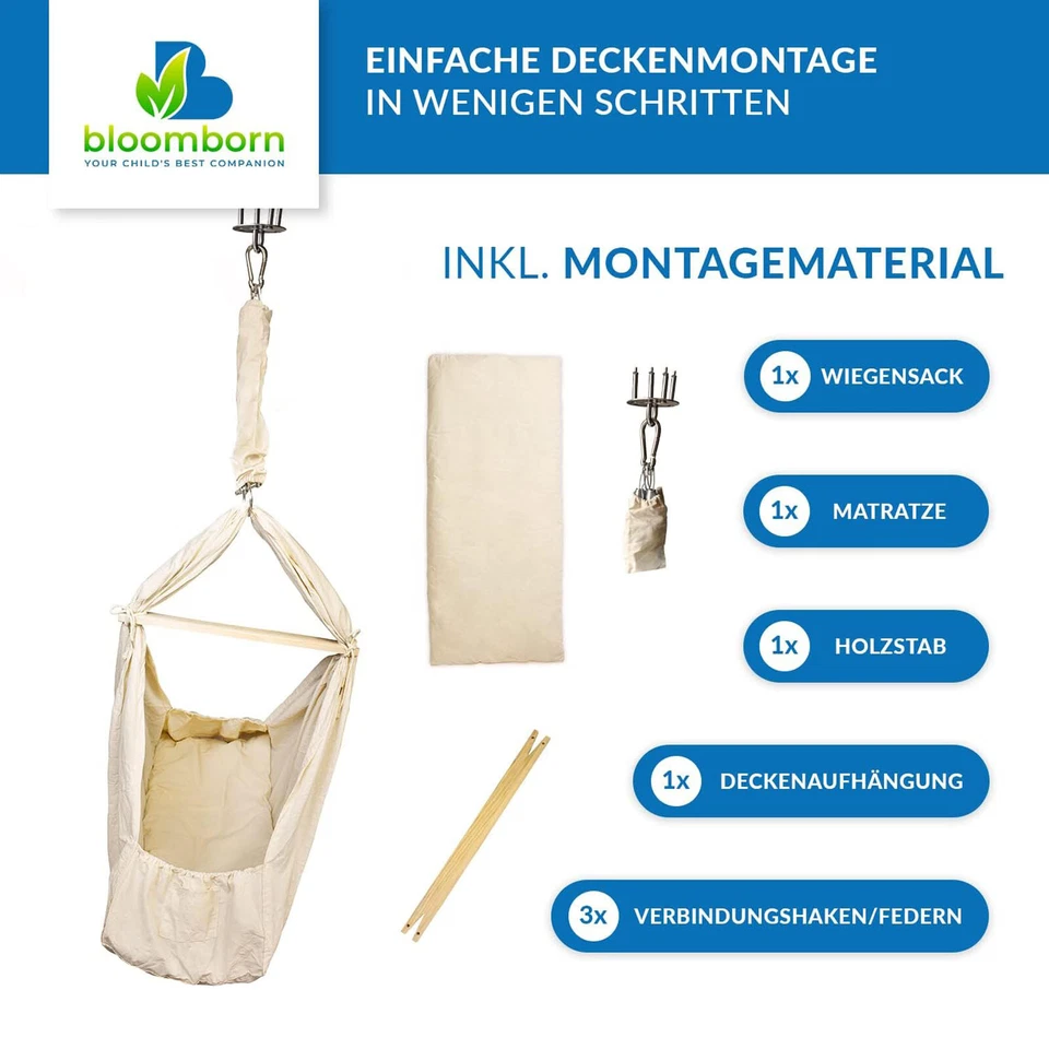 Federwiege Baumwolle Decke Komplettset Hängematte Babys Babyhängematte Babywiege - Bild 4 von 4
