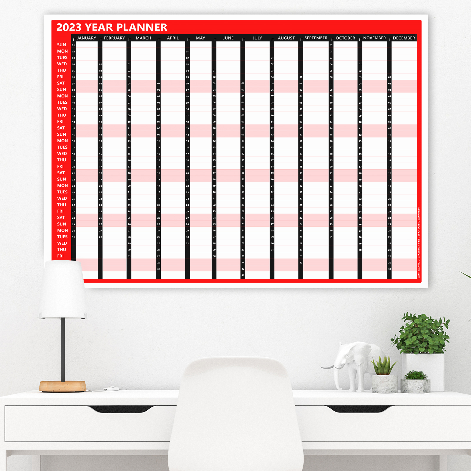 2023 A2 Size Full Year Wall Calendar Large Planner Home Office Work Jan