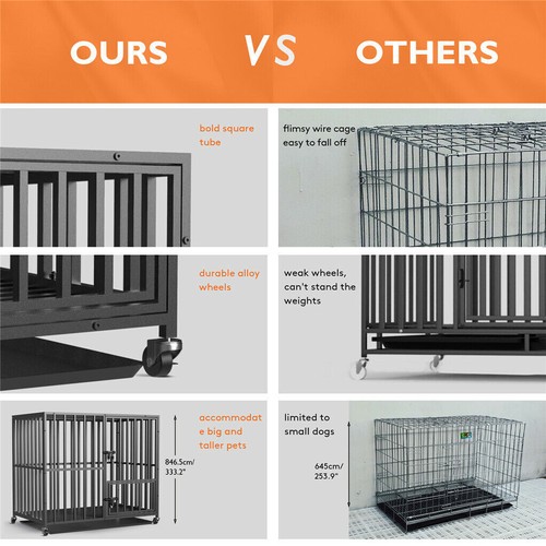 Strong Iron Tube Dog Cage with Portable Tray Pet Playpen Crate Kennel In/Outdoor - Picture 9 of 15