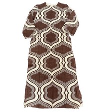 Princess Modelle Women Pullover Dress Crew Neck Long Sleeves Geometrical Pattern