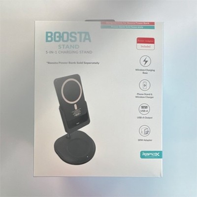 RapidX Boosta 5-in-1 Charging Stand Black Wireless Qi USB For Apple Samsung