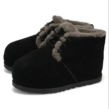 NWOB $200 Original UGG Pumped Lace Up Suede Ankle Boot BLACK Size 9 1158261
