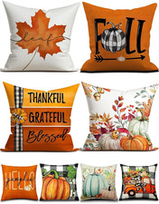 Fall Decorations Pillow Covers Double-Side Printing 18'' X 18'' Set of 4, Pumpki
