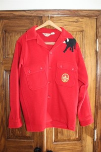 Vintage Official Boy Scout Red Jacket With Appliques / Patch Wool / Nylon SZ 40