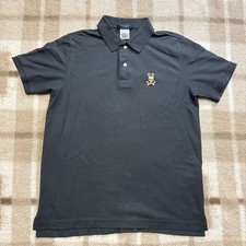 Psycho Bunny Polo Shirt Mens 5 Medium Black Gold Logo 100 Pima Cotton