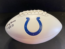 Lenny Moore Autographed Colts Logo White Panel Football Schwartz Sports COA