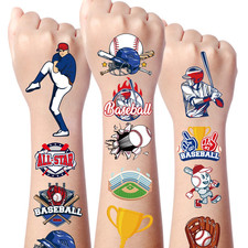 Baseball Temporary Tattoos - 200 Baseball Tattoos Stickers Birthday Party Favor