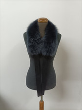 Real Fur Fox Collar in dark blue color.