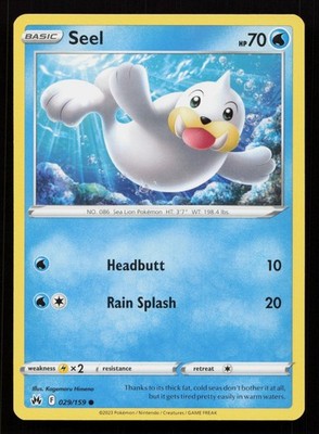 Seel 029/159 Common Crown Zenith Pokemon NM