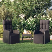 Gartensessel Poly Rattan 2Er Set Mit Kissen Verstellbar Schwarz