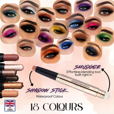 ENGBO - PHOERA Waterproof Long Lasting 18 Colour Eyeshadow Shimmer Stick Makeup Eye Shadow UK
