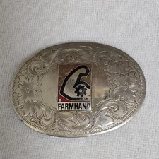 Montana Silversmiths Farmhand German Silver Belt Buckle Western Floral Oval READ