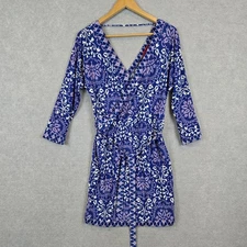 Tigerlily Dress Womens 10 Blue Belt Elastic Waist Hippie Boho Gypsy Long Sleeve