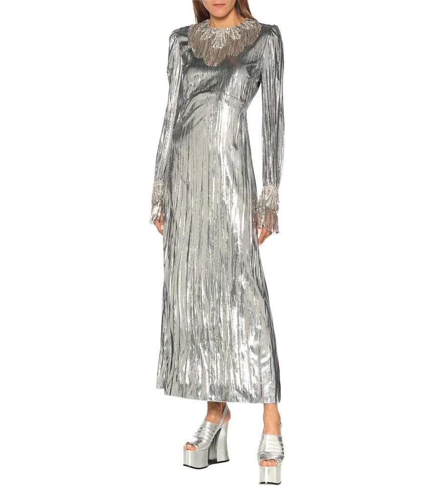 Robe à manches ornée d'argent GUCCI UK6 IT38 PRIX DE VENTE CONSEILLÉ neuve authentique