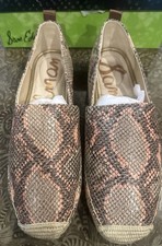 New In Box Sam Edelman Khloe Peach Snake Leather Espadrille Flat Size 8