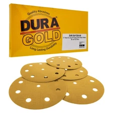 Dura-220 Grit - 5" Sanding Discs - 9-Hole Hook and Loop for DA Sander - 50pk