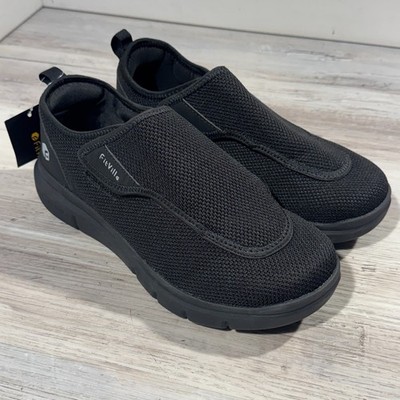 FitVille Easy Top Wings Shoes - 10.5W Womens Black Diabetic Edema