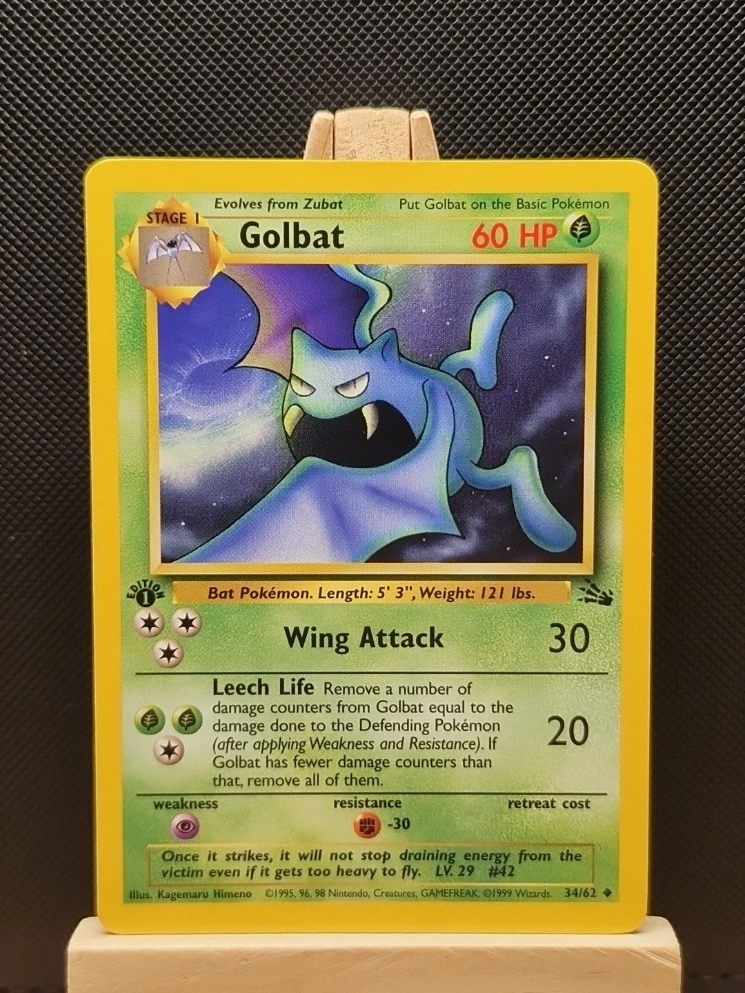 Pokemon 1999 WOTC 1st Edition Fossil Golbat 34/62 - Near Mint