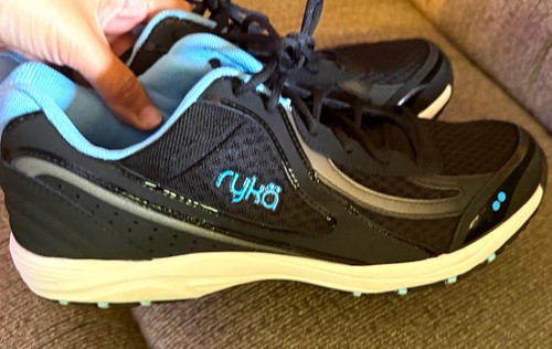 Ryka Dash 3 Women’s Low Top Lace Up Mesh Solid Walking Sneakers Black/Blue/White