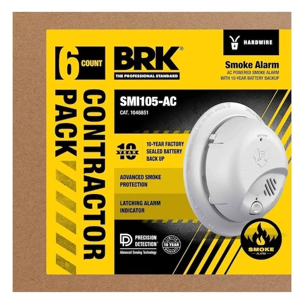 Alarma de humo Brk Smi105-Ac, 2,25 pulgadas H, 5,69 pulgadas W, Pk6 Foto 3 de 4