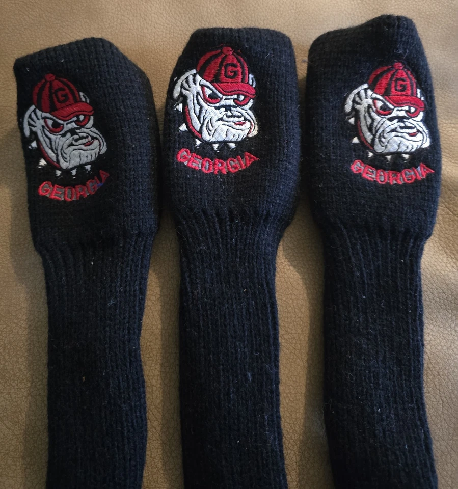 Cubierta de cabeza vintage tejida para club de golf Georgia Bulldogs cuello largo EE. UU. AÑOS 90 (3) negra Foto 2 de 4