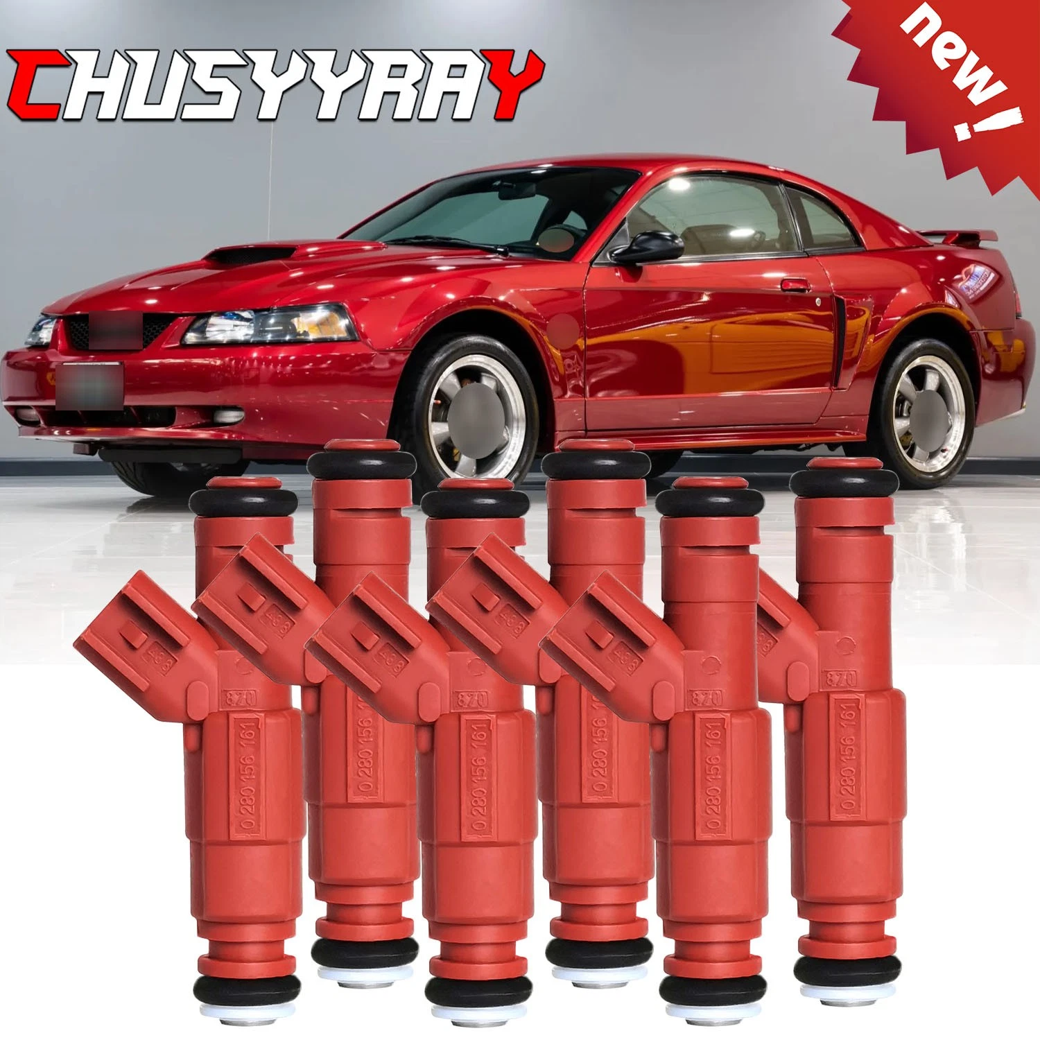 6X Genuine FUEL INJECTORS 0280156161 FOR 2001-2003 2004 Ford Mustang 3.8L V6