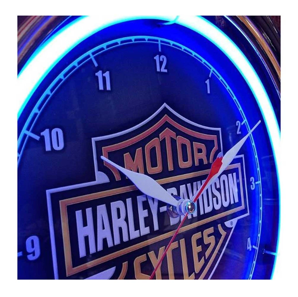 Reloj Harley-Davidson Essential Bar & Shield azul neón, 12 pulgadas de diámetro HDL-16675 Foto 2 de 3