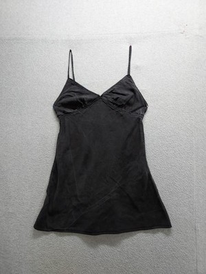 Zara Women Slip Dress M Black Adjustable Strap Back Zipper V Neck Sleepwear