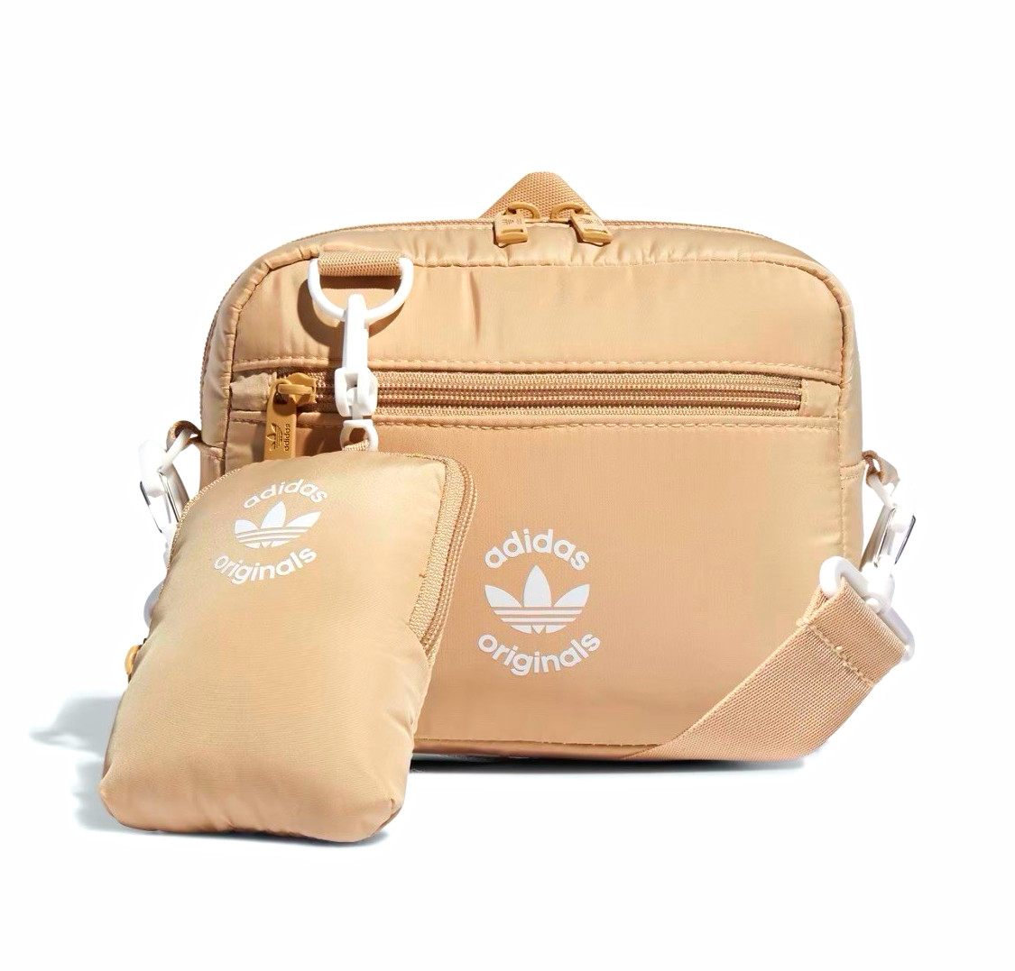 Adidas Originals Beige Men's Crossbody Bag Zip Adjustable Strap Pockets Pouch