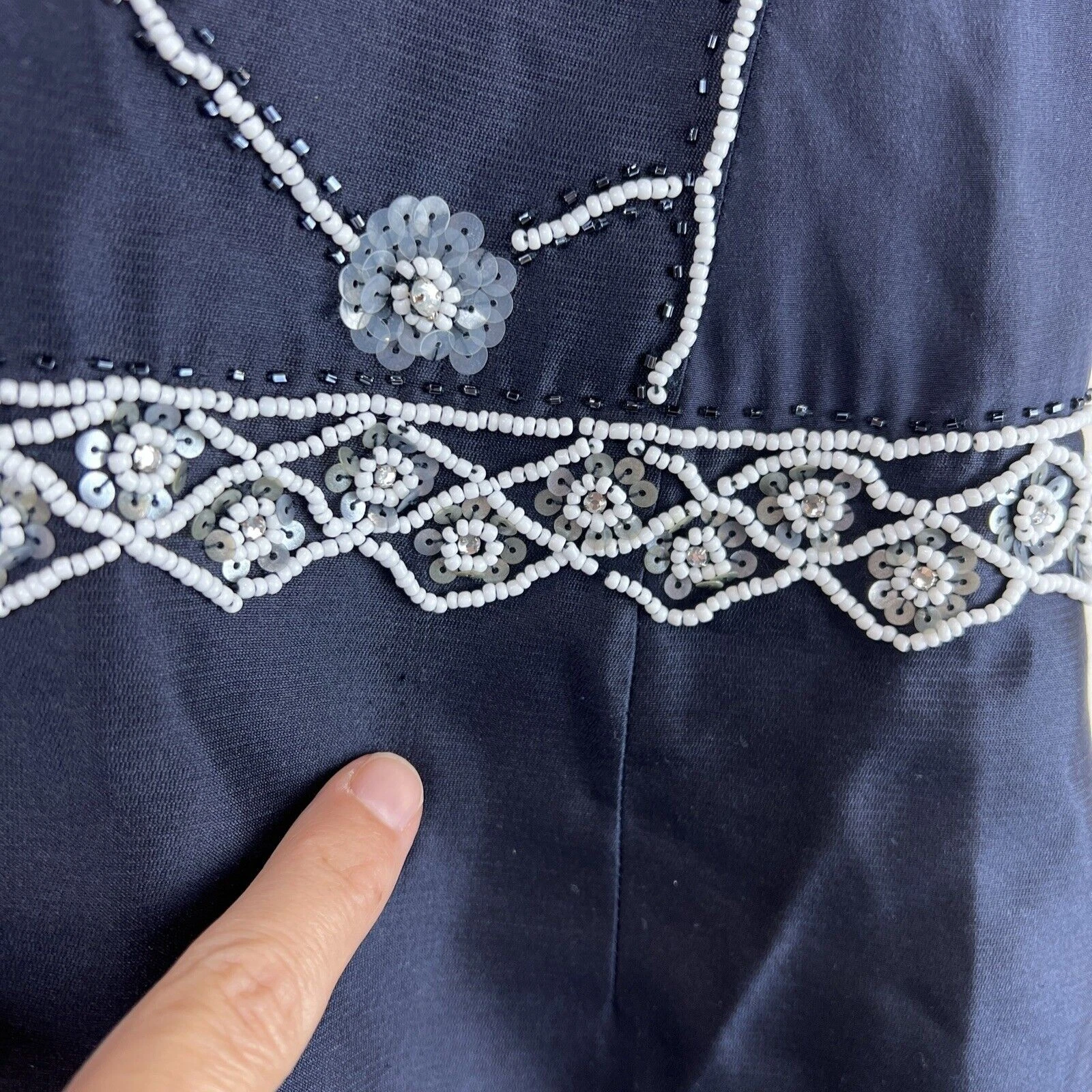 Abito Tory Burch donna 2 perline blu necessita di riparazione