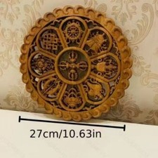 Dongyang Camphor Wood Round Wall Hanging Chinese Style Carved Decor