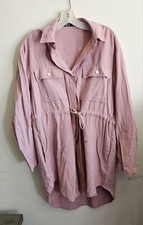 Zara Shirt Dress Womens Size S Pink and Gold Buttons Long Sleeve