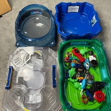 Beyblade Lot 4 stadiums Beyblades Launchers Ripcords Double Stadium