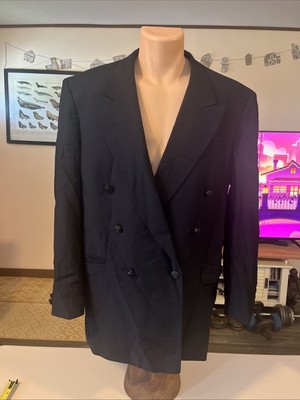 Yves Saint Laurent ネイビー ダブルブレストジャケット Yves Saint Laurent YSL Pour Homme Dk Blue Double Breasted Jacket