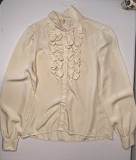 Vintage Miller Stockman Women  s Polka Dot Blouse Sz. 13 / 14 Made In USA