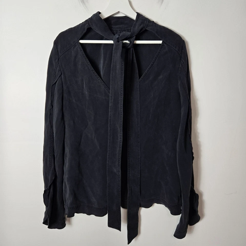 Derek Lam 12 码丝绸长袖高领绑带上衣 — 第 2/4 张图片