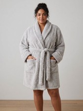 Pretty Secrets Gray Teddy Bear Sherpa Robe Plus Size US 20/22 NWOT