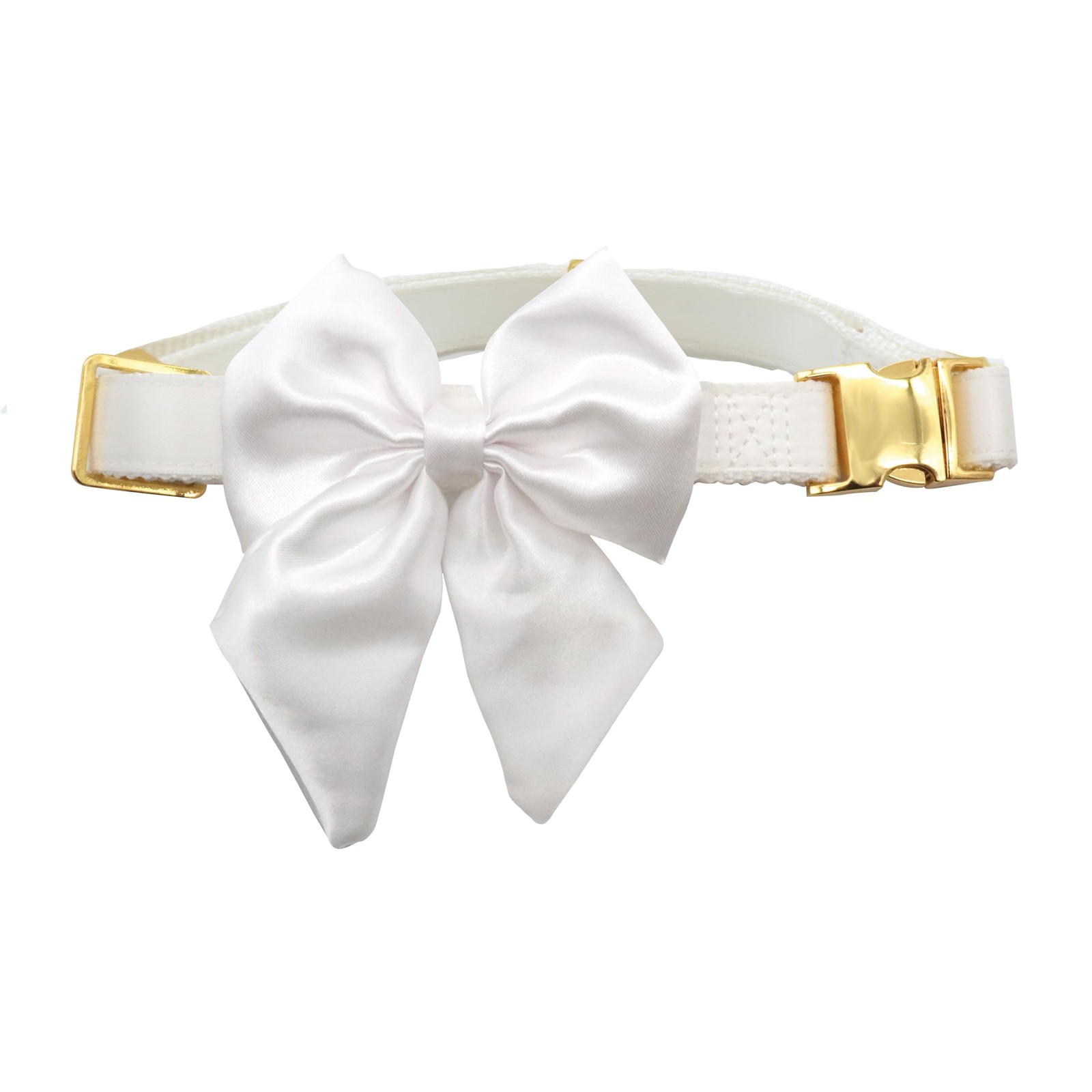 Collier chien mariage blanc avec nœud en satin amovible pour grand et petit chien