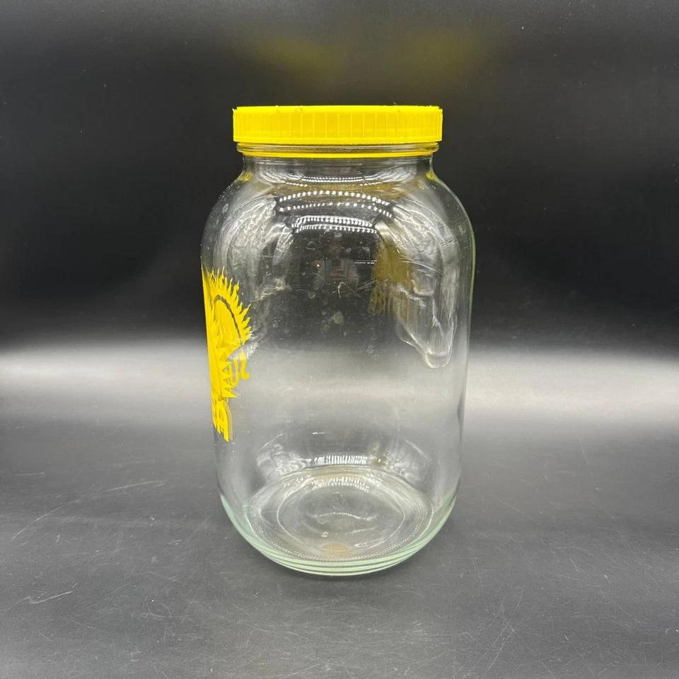 Tarro de té Sun vintage contenedor de vidrio de 1 galón ancla enganche cocina amarilla EE. UU. Foto 3 de 4